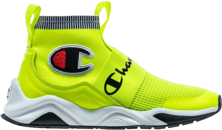 Neon Yellow High Top Sneaker PNG Image