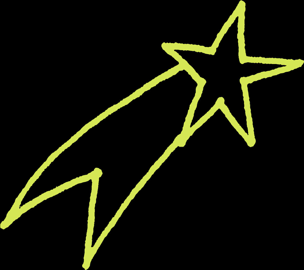 Neon Yellow Shooting Star Drawing PNG Image