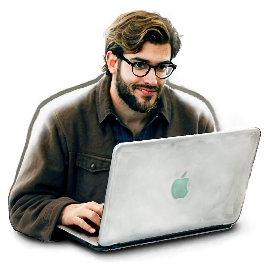 Nerd With Laptop Png 05232024 PNG Image