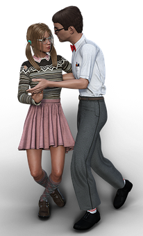 Nerdy Couple First Kiss PNG Image