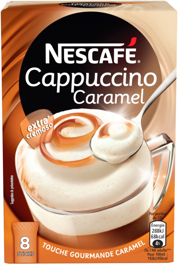 Nescafe Cappuccino Caramel Packaging PNG Image