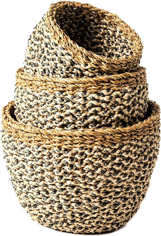 Nested Woven Baskets Set PNG Image