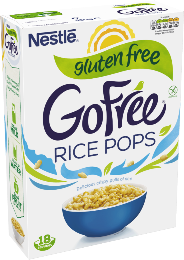 Nestle Go Free Rice Pops Cereal Box PNG Image