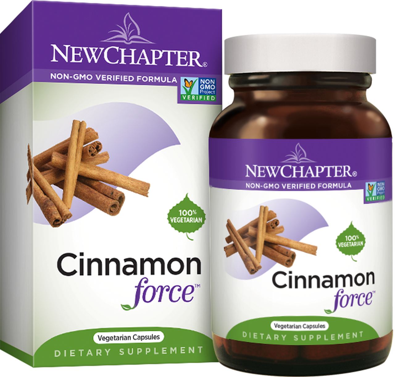 New Chapter Cinnamon Force Supplement Packaging PNG Image