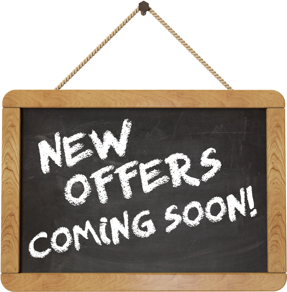 New Offers Coming Soon Chalkboard Sign PNG Image