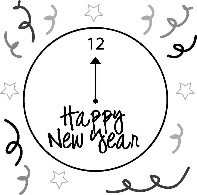 New Year Clock Celebration PNG Image