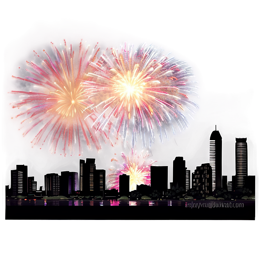 New Year's Fireworks Over City Png 05212024 PNG Image