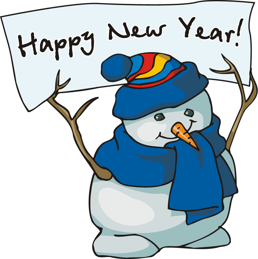 New Year Snowman Celebration PNG Image