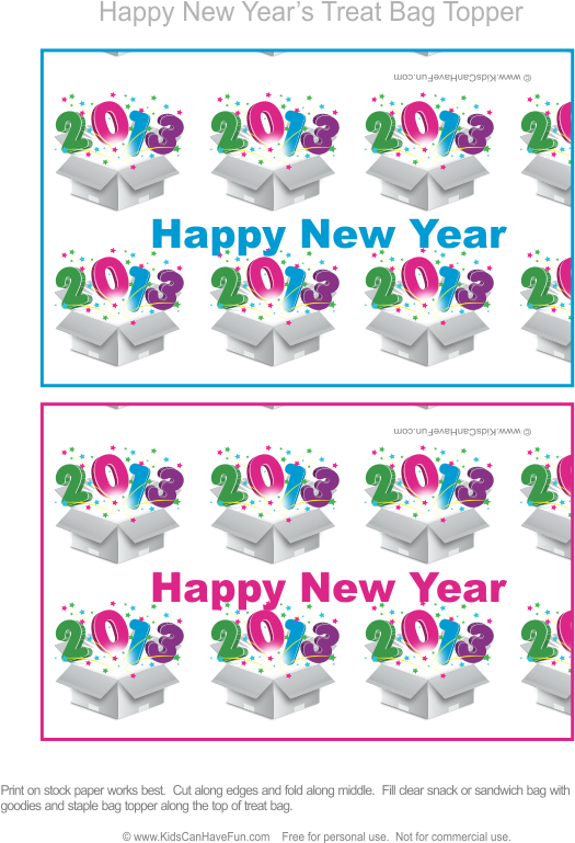 New Year Treat Bag Topper Design PNG Image