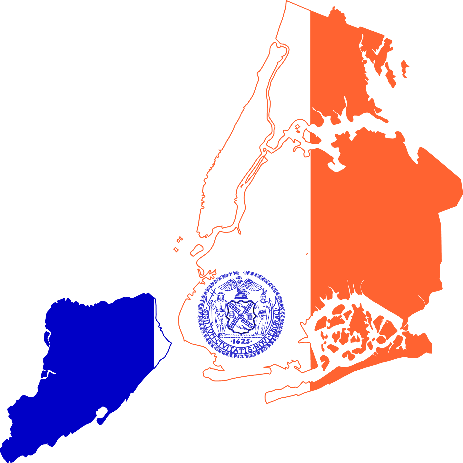 New York City Boroughs Map PNG Image