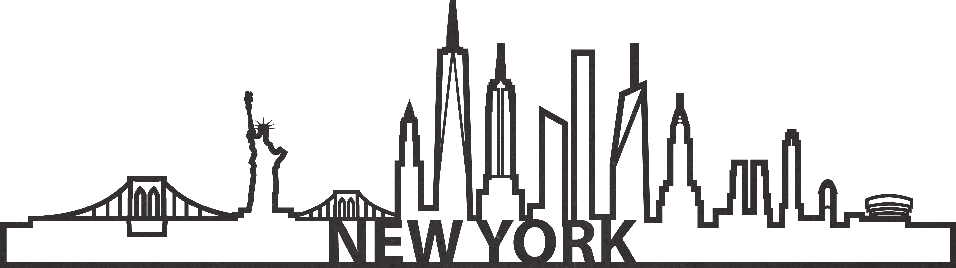 New York City Skyline Silhouette PNG Image