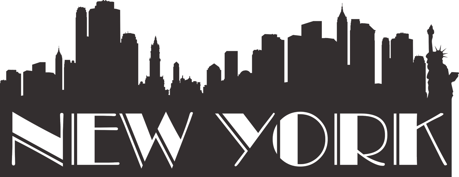 New York City Skyline Silhouette PNG Image