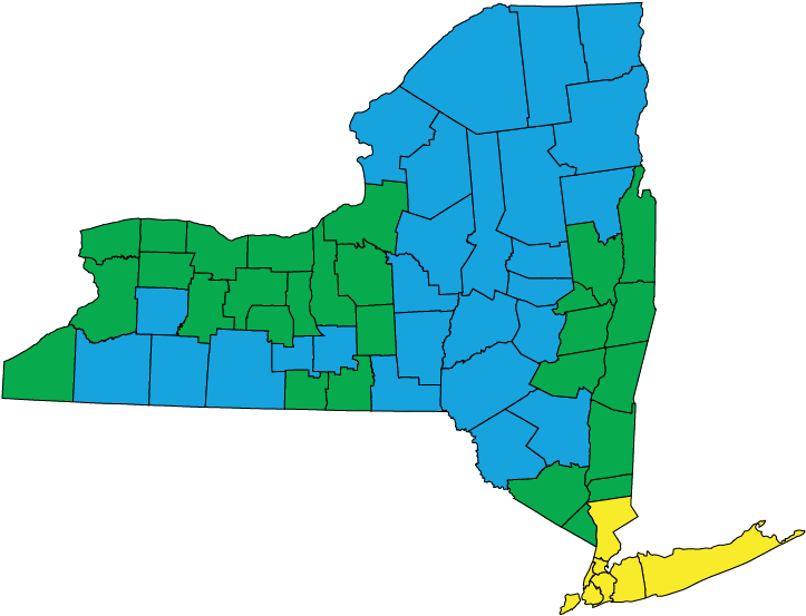 New York State Color Coded Map PNG Image