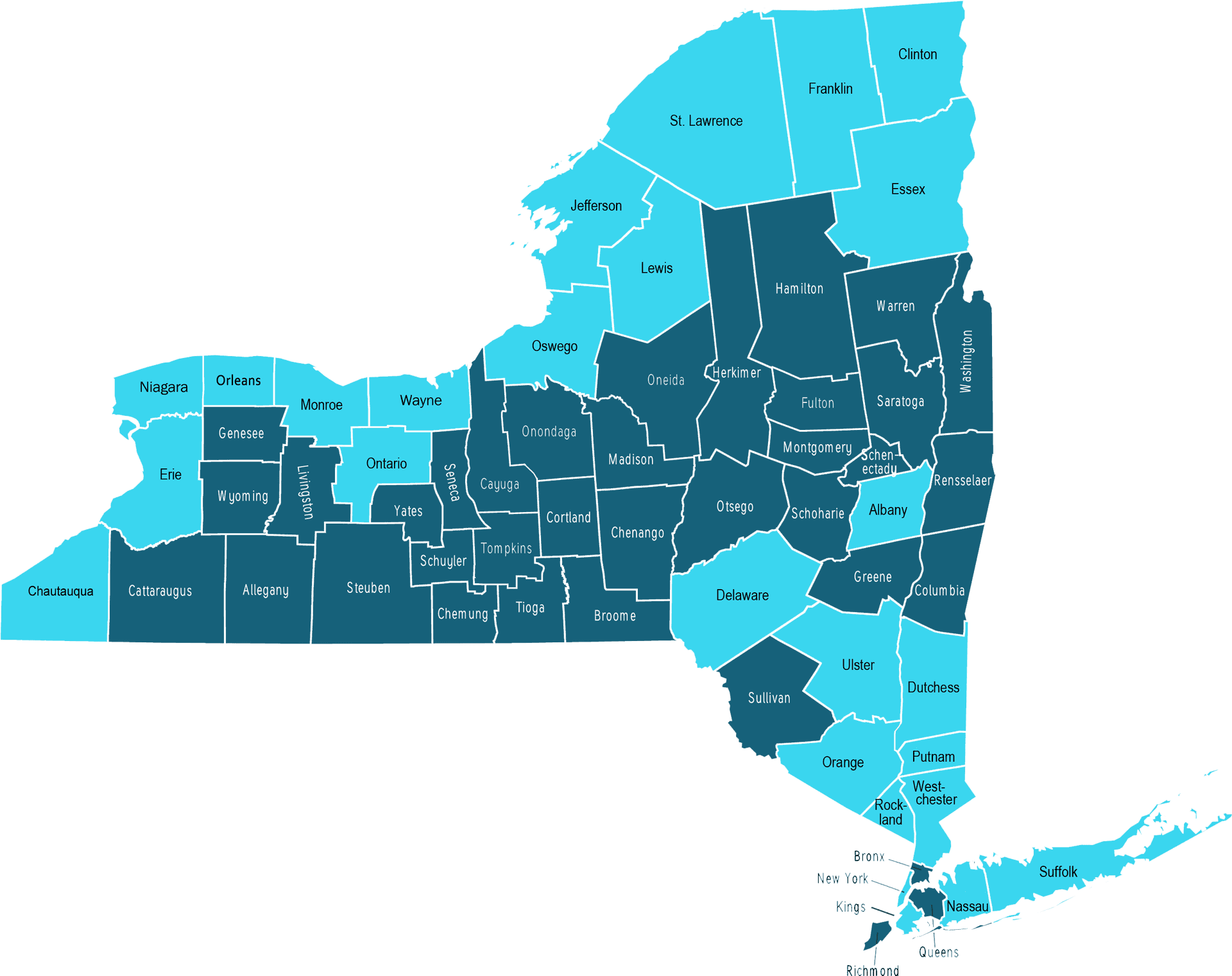 New York State County Map PNG Image