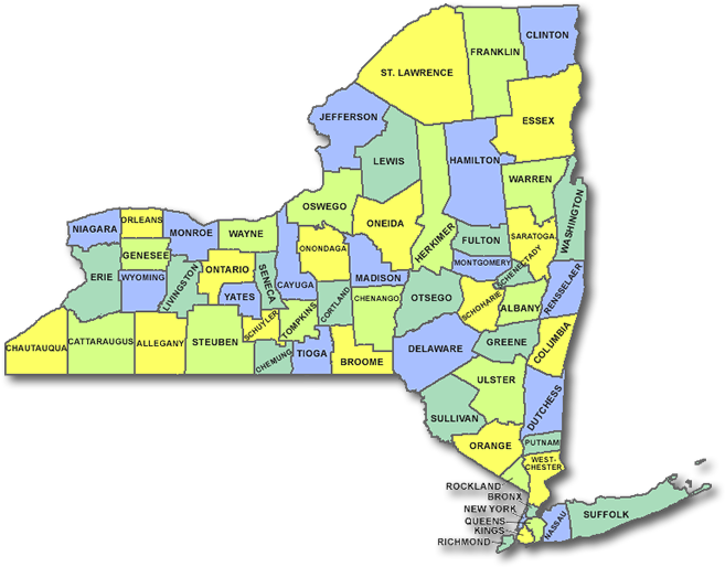 New York State County Map PNG Image