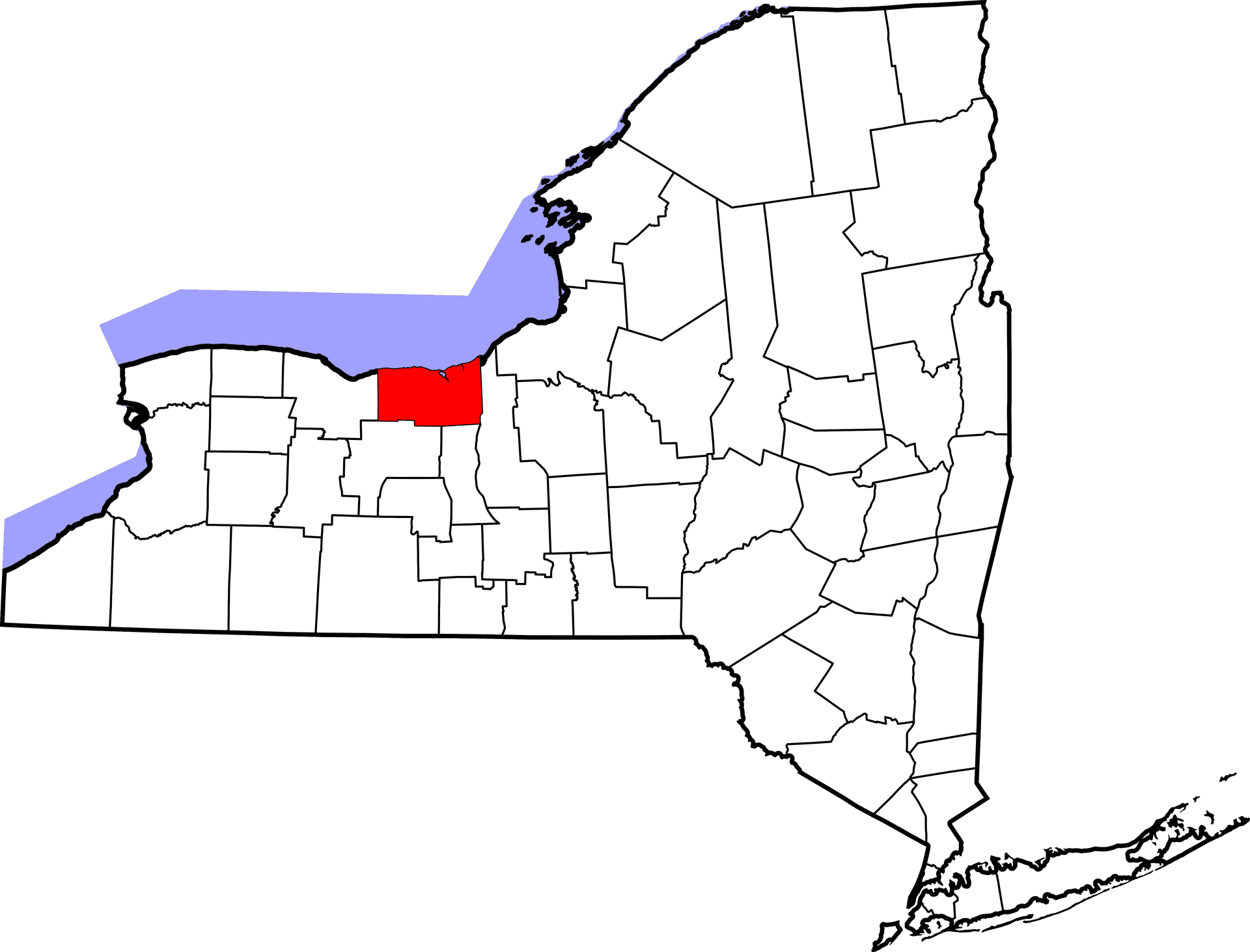 New York State Mapwith Red Highlighted County PNG Image