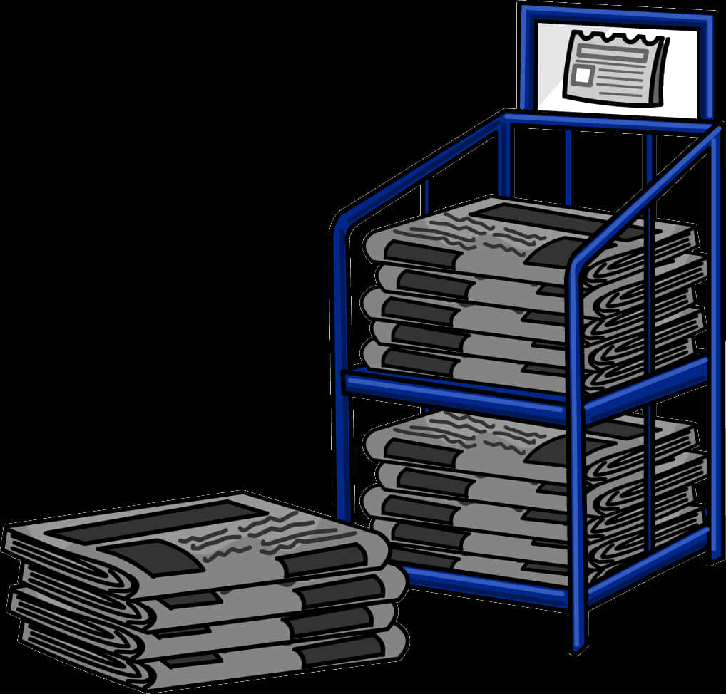 Newspaper Rackand Stacks PNG Image