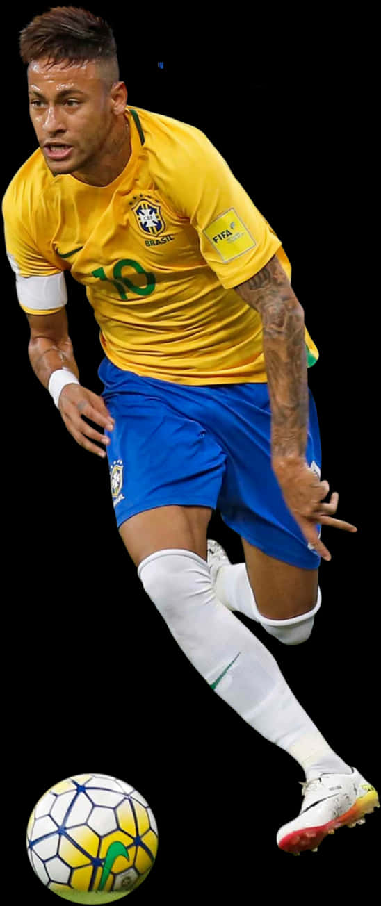 Neymar Brazilian Soccer Player Dribbling PNG Image