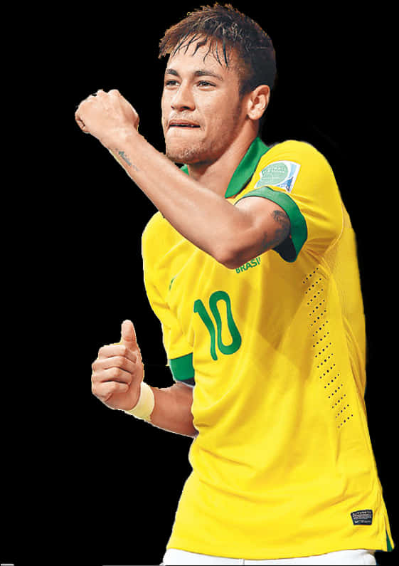 Neymar Celebrating Victory Brazil Jersey PNG Image