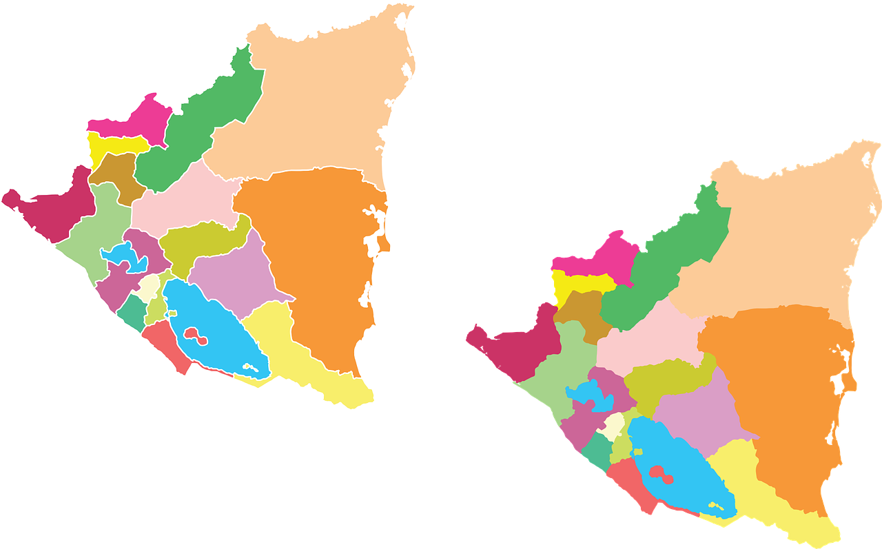 Nicaragua Political Division Map PNG Image