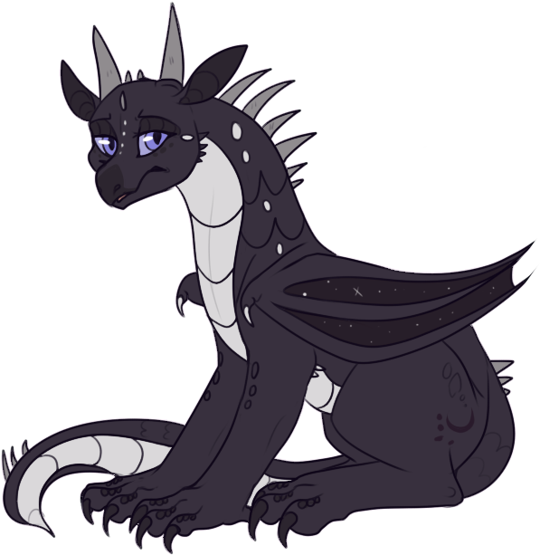 Night Wing_ Dragon_ Sitting_ Illustration PNG Image