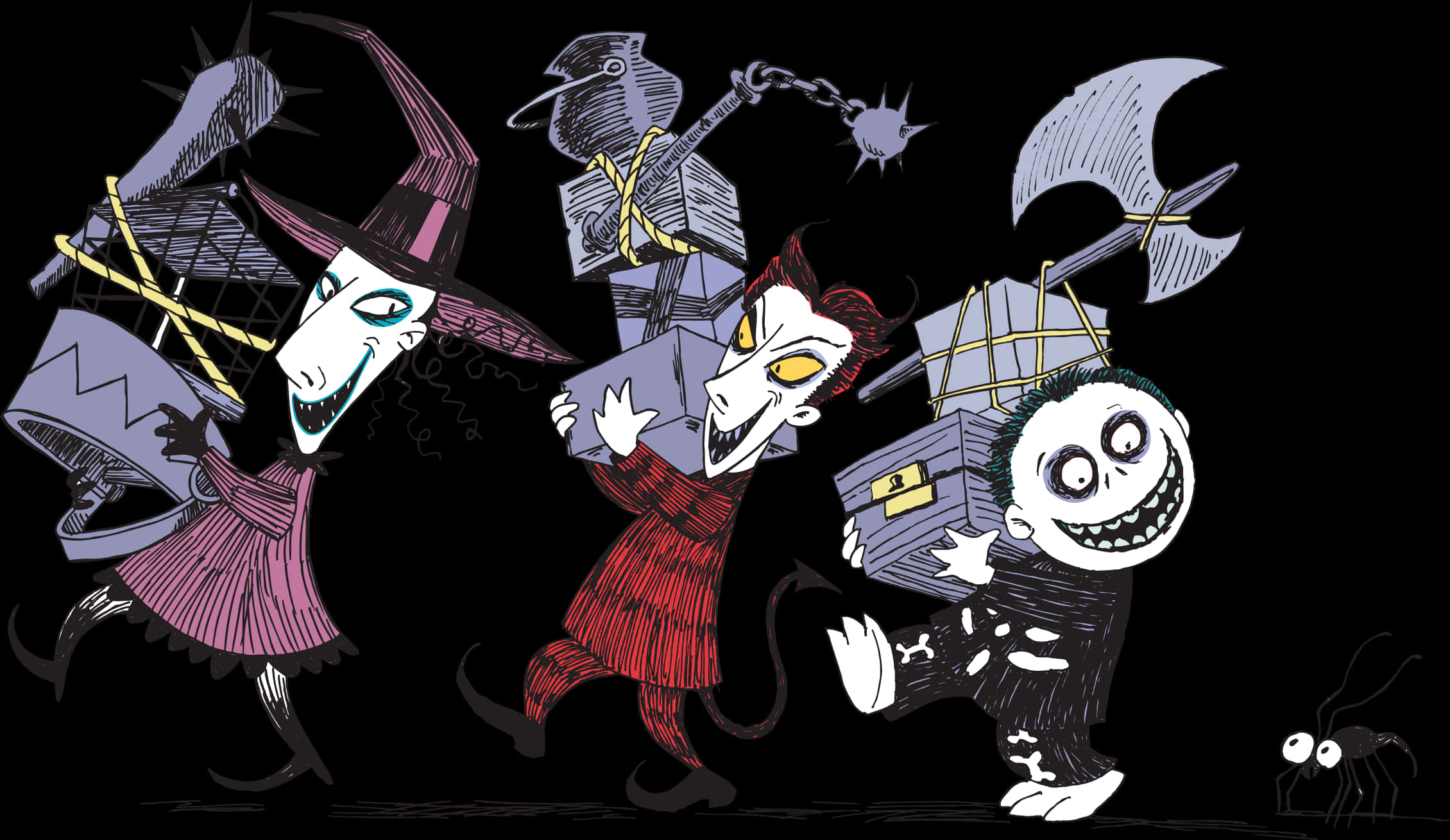 Nightmare Before Christmas Characters Marching PNG Image