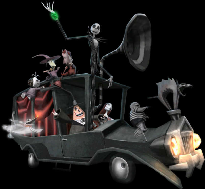 Nightmare Before Christmas Characters Riding PNG Image