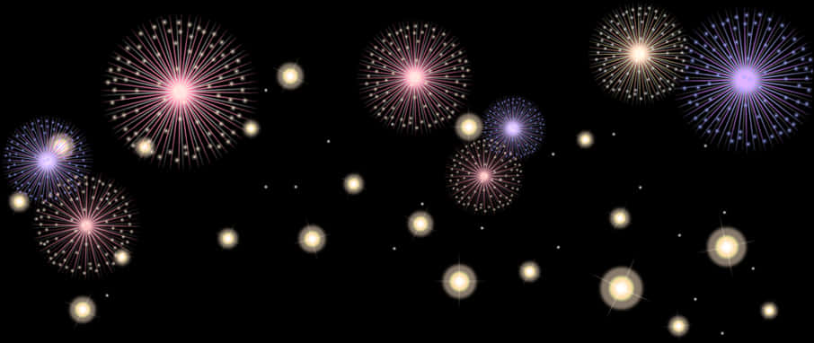 Nighttime Fireworks Display PNG Image