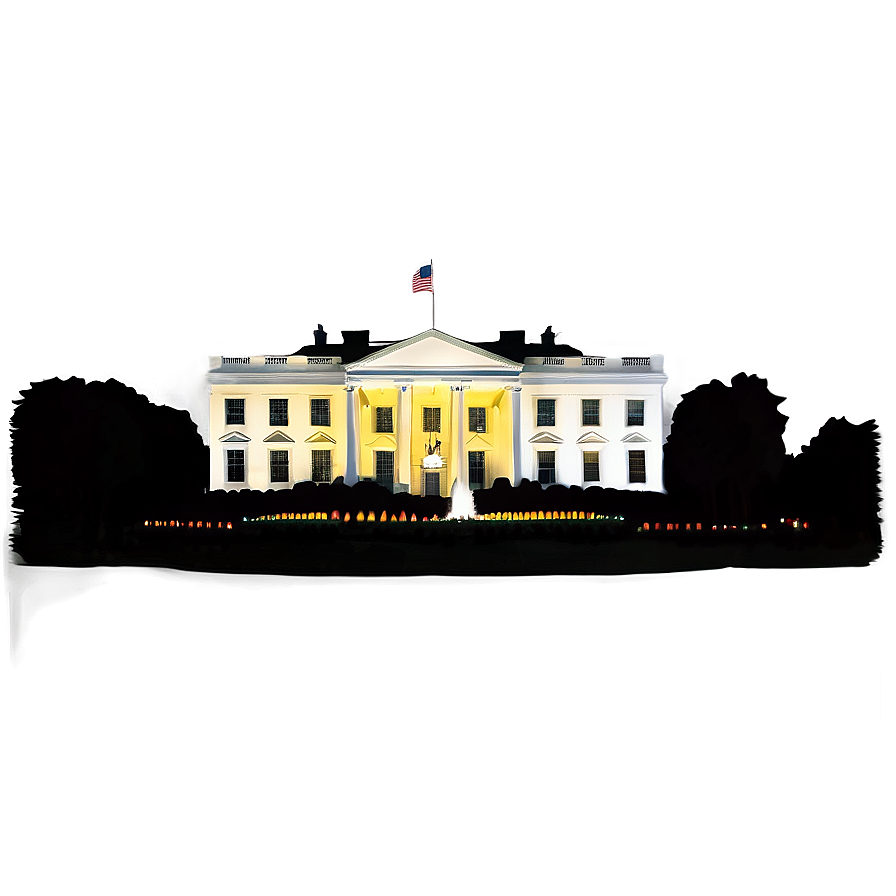 Nighttime Illuminated White House Png Vpm PNG Image