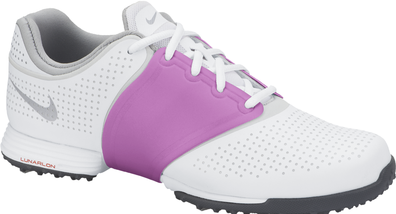 Nike Lunarlon Golf Shoe White Purple PNG Image