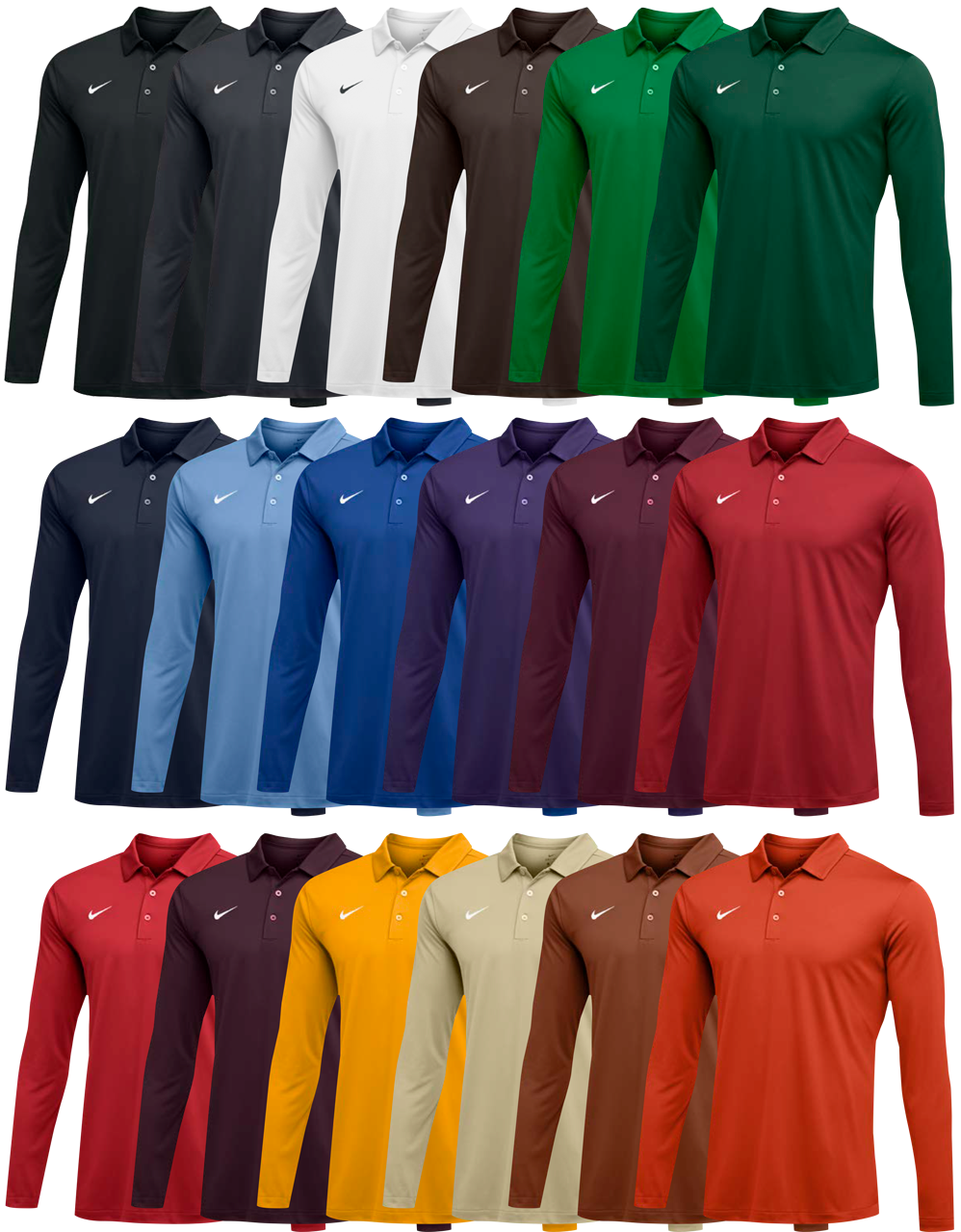 Nike Polo Shirts Color Variety PNG Image