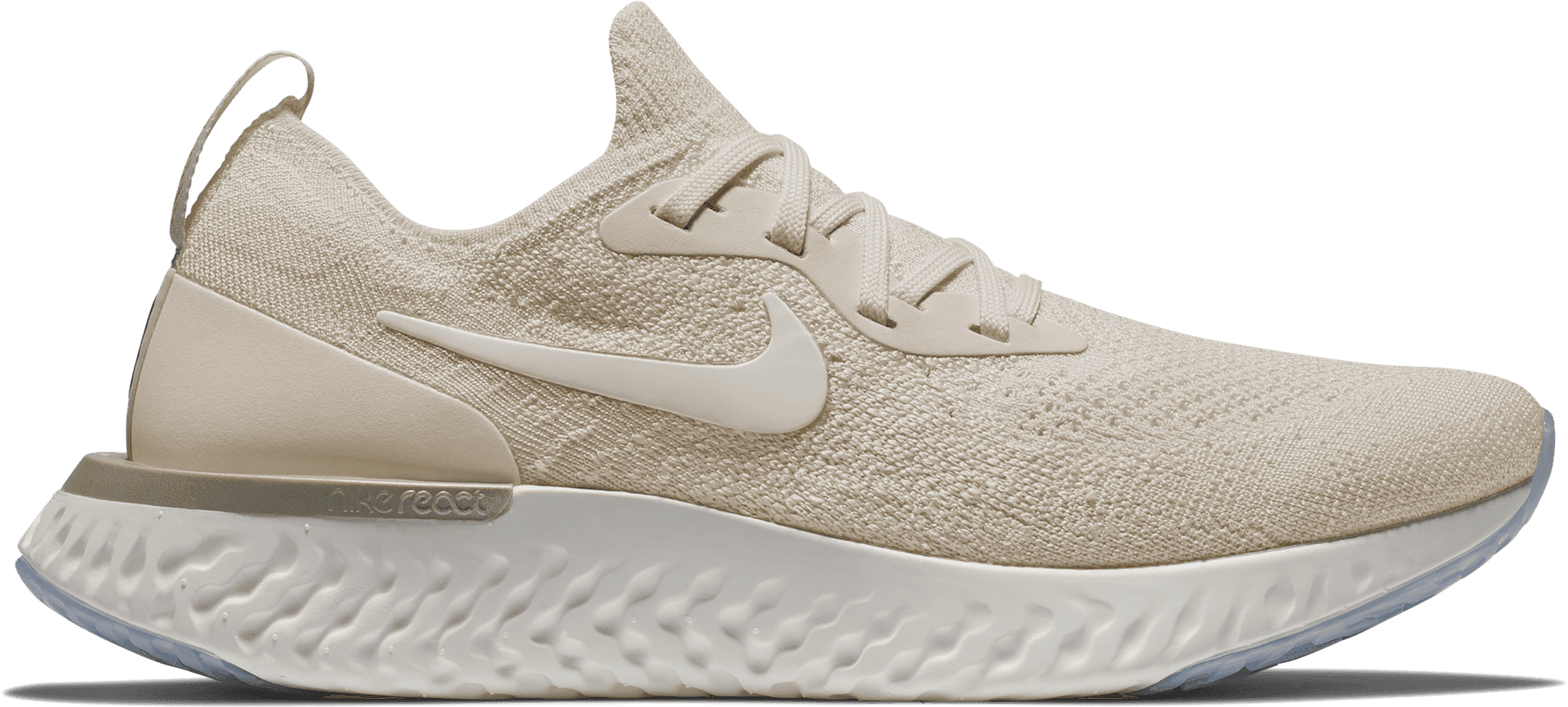 Nike React Beige Sneaker Side View PNG Image