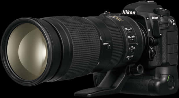 Nikon D500 D S L Rwith Telephoto Lens PNG Image