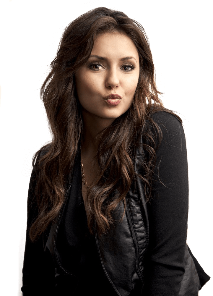 Nina Dobrev Portrait Black Outfit PNG Image