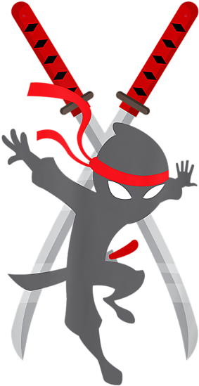 Ninja Cartoon Character With Swords PNG Image