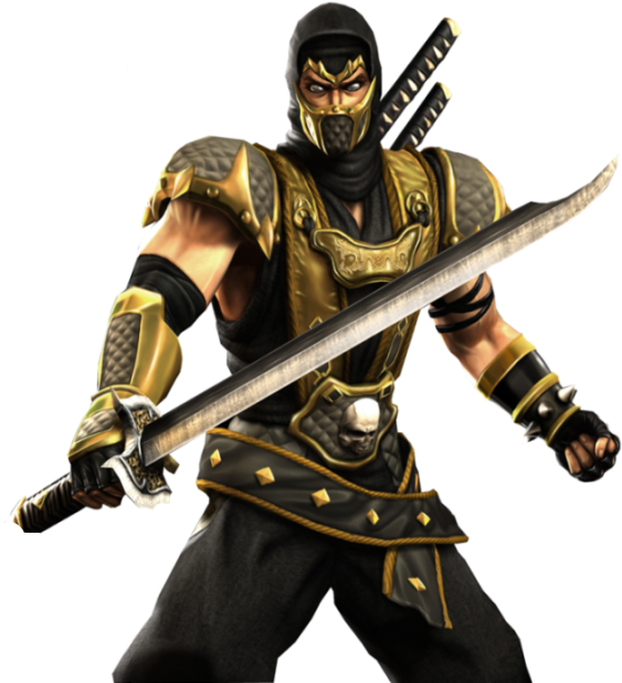 Ninja_ Warrior_in_ Black_and_ Gold_ Armor PNG Image