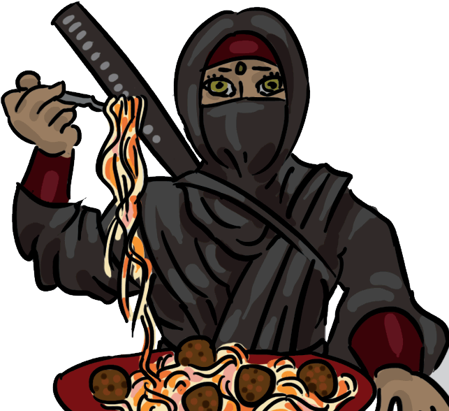 Ninjawith Spaghettiand Meatballs PNG Image