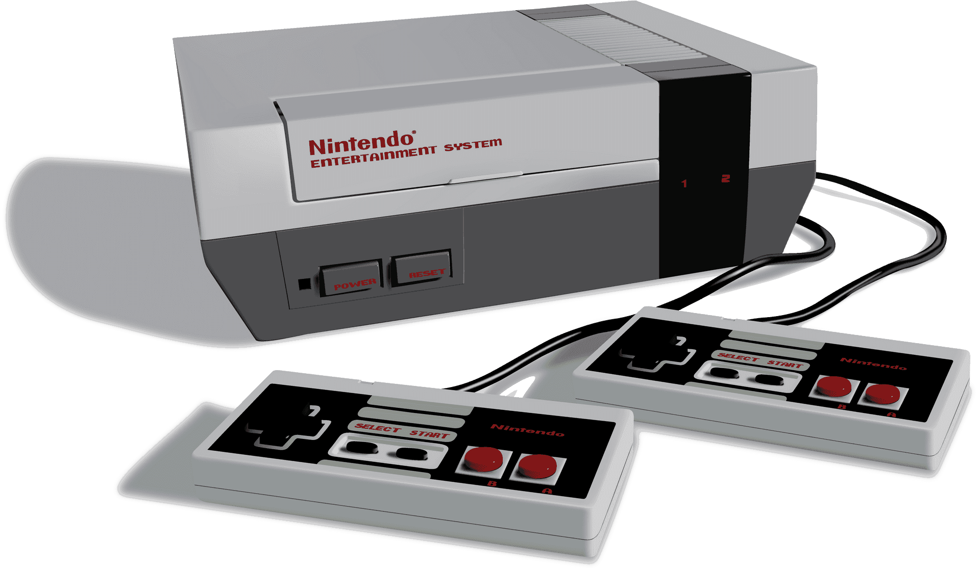 Nintendo Entertainment Systemand Controllers PNG Image