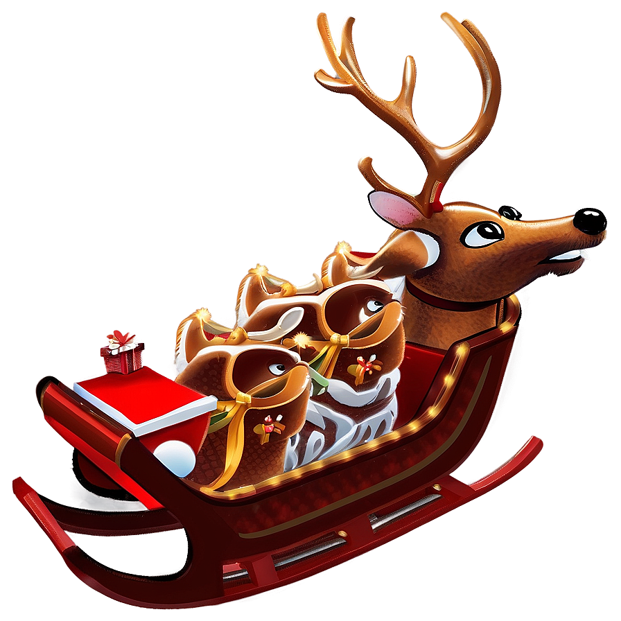 Noel Reindeer Sleigh Png Hev PNG Image