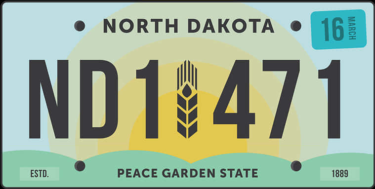 North Dakota License Plate PNG Image