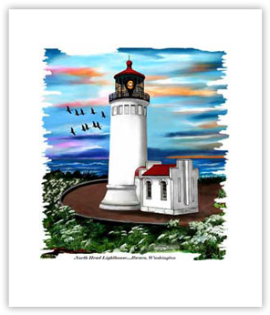 North Head Lighthouse Watercolor PNG Image