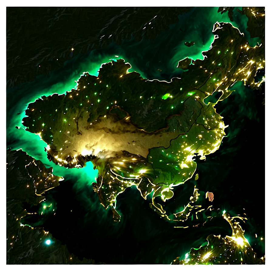 North Korea Night Lights Satellite Png Etq52 PNG Image