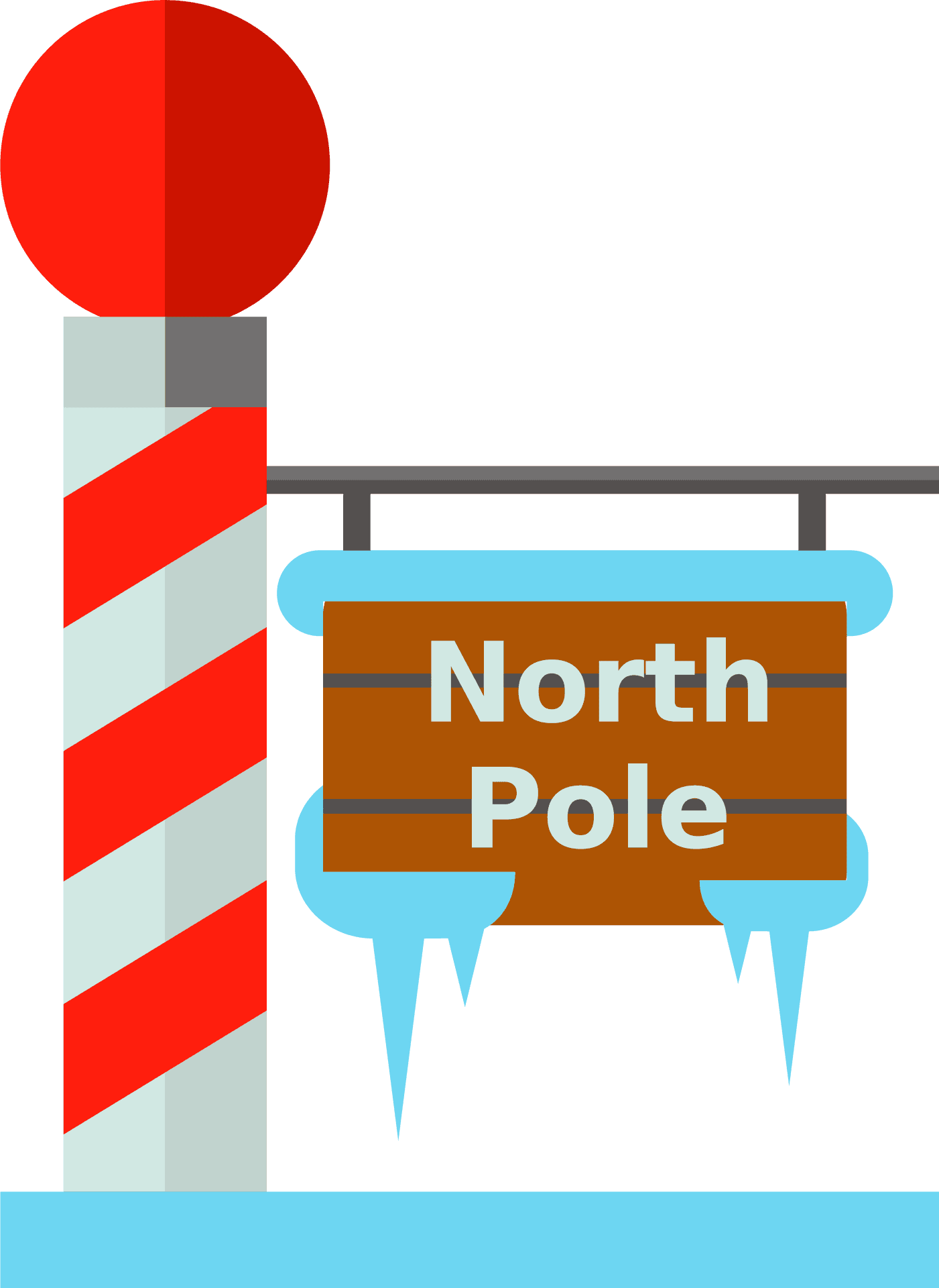 North Pole Signboard Illustration PNG Image