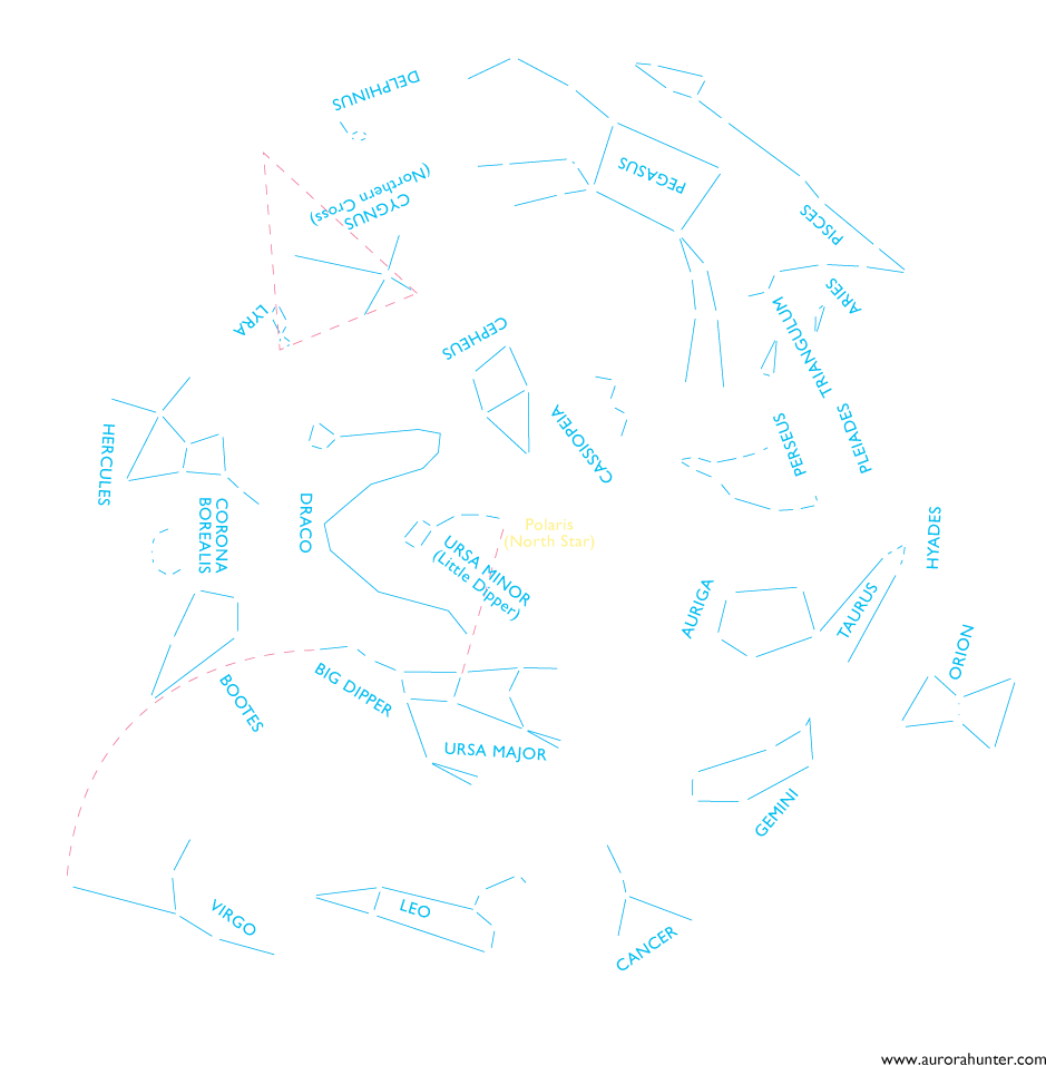 Northern Hemisphere Constellations Map PNG Image