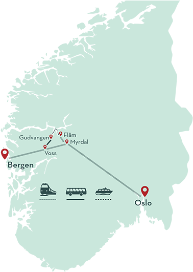 Norway Travel Route Map Bergen Oslo PNG Image