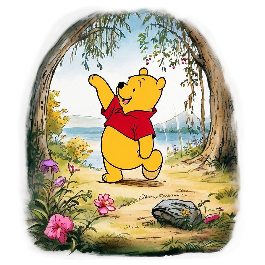 Nostalgic Classic Pooh Scene Png Svg PNG Image