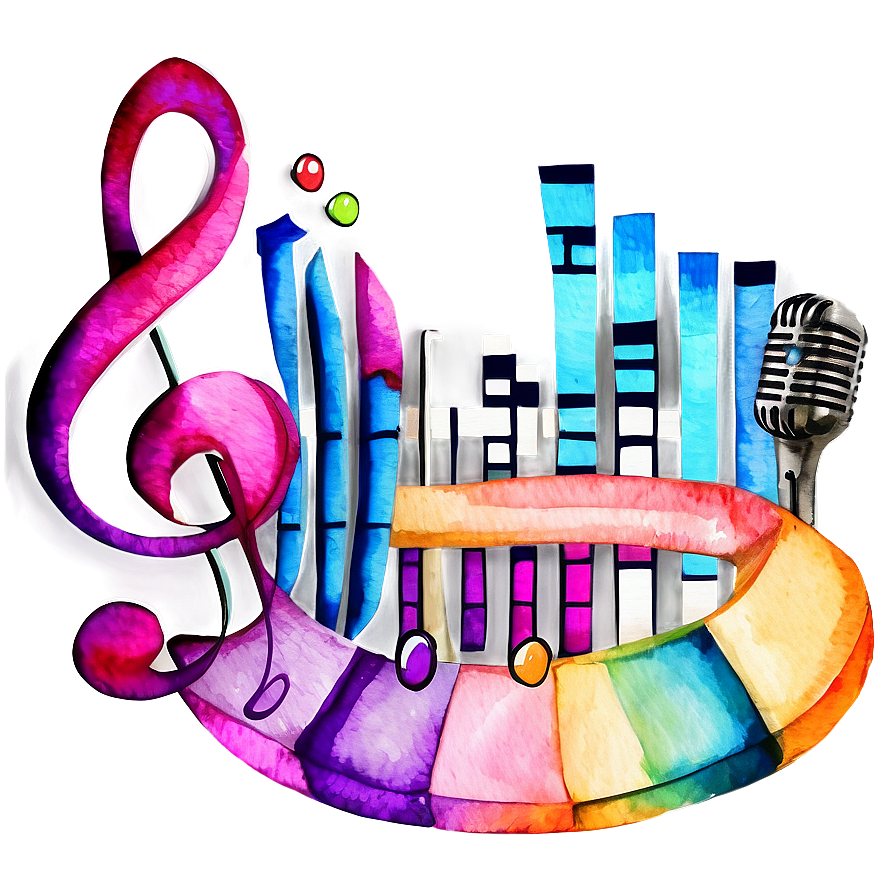 Notas Musicales Watercolor Png Ytl40 PNG Image