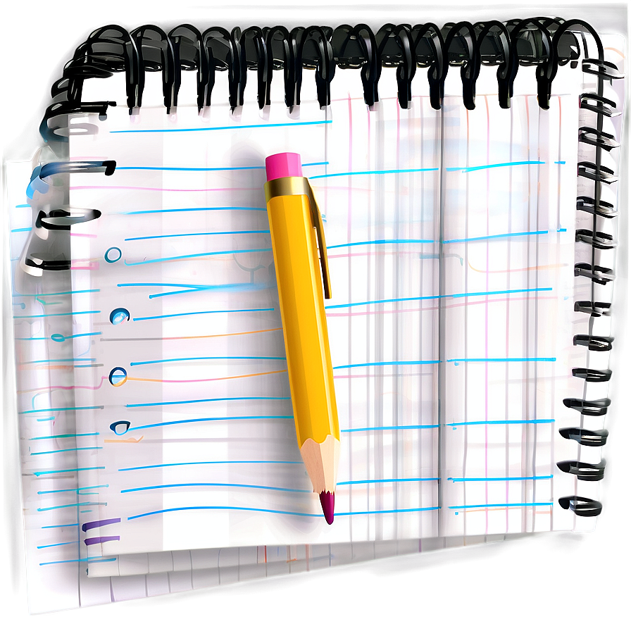 Notebook Paper With Pencil Png Fdm PNG Image