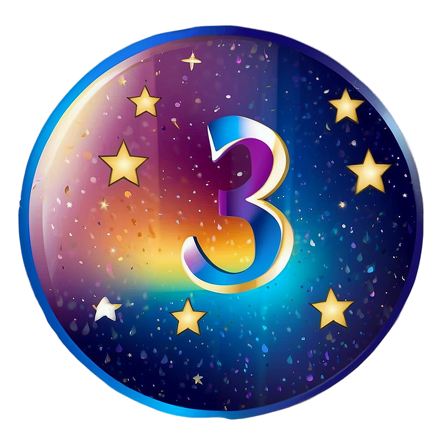 Number 3 With Galaxy Pattern Png Wok72 PNG Image