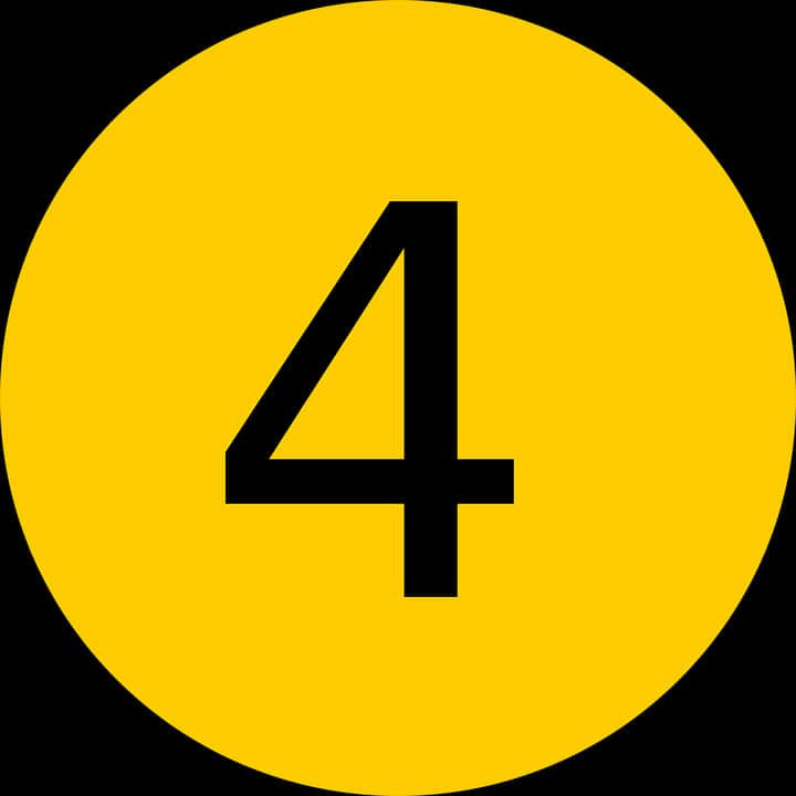 Number4on Yellow Circle PNG Image